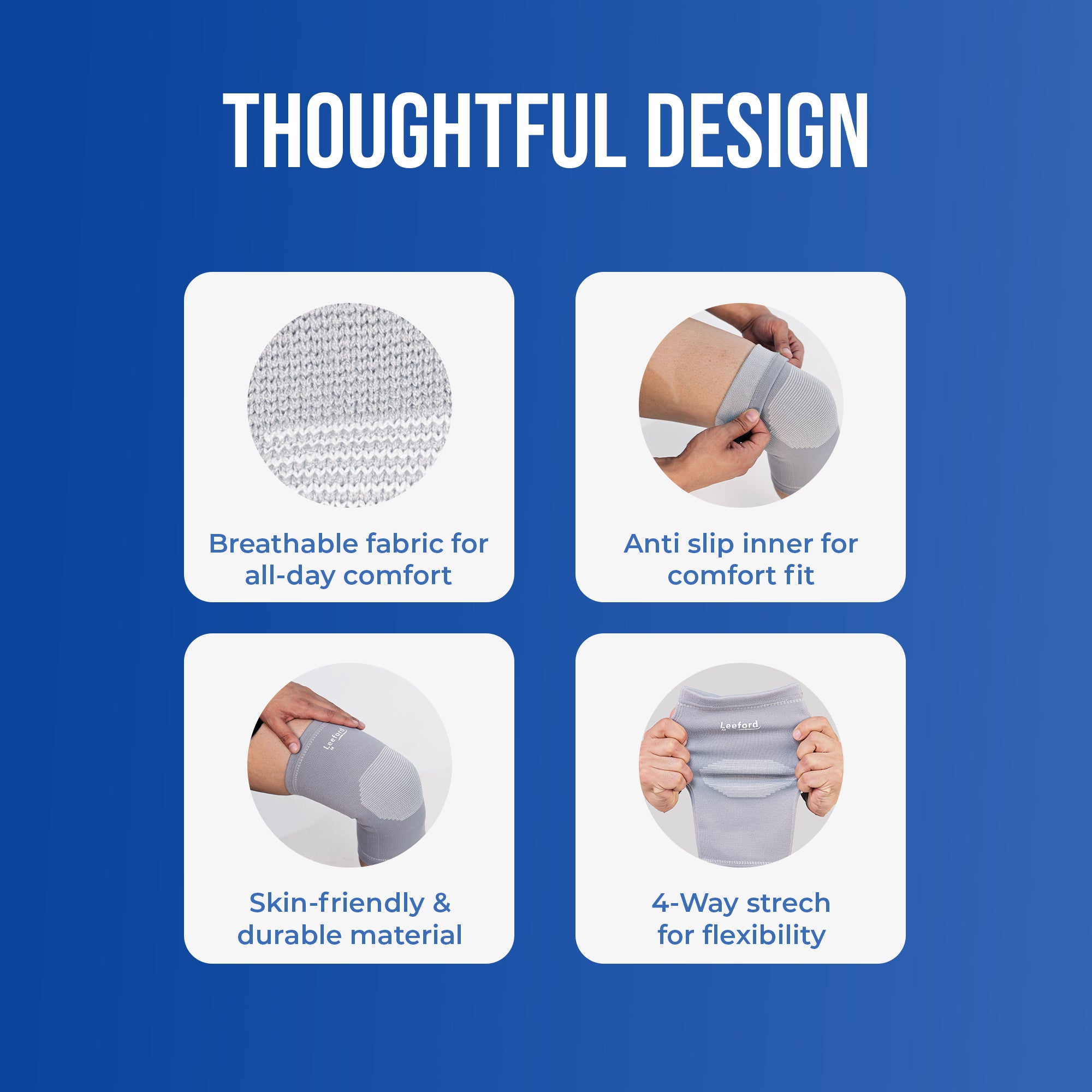 premium knee cap design features like breathable fabric anti slip inner 