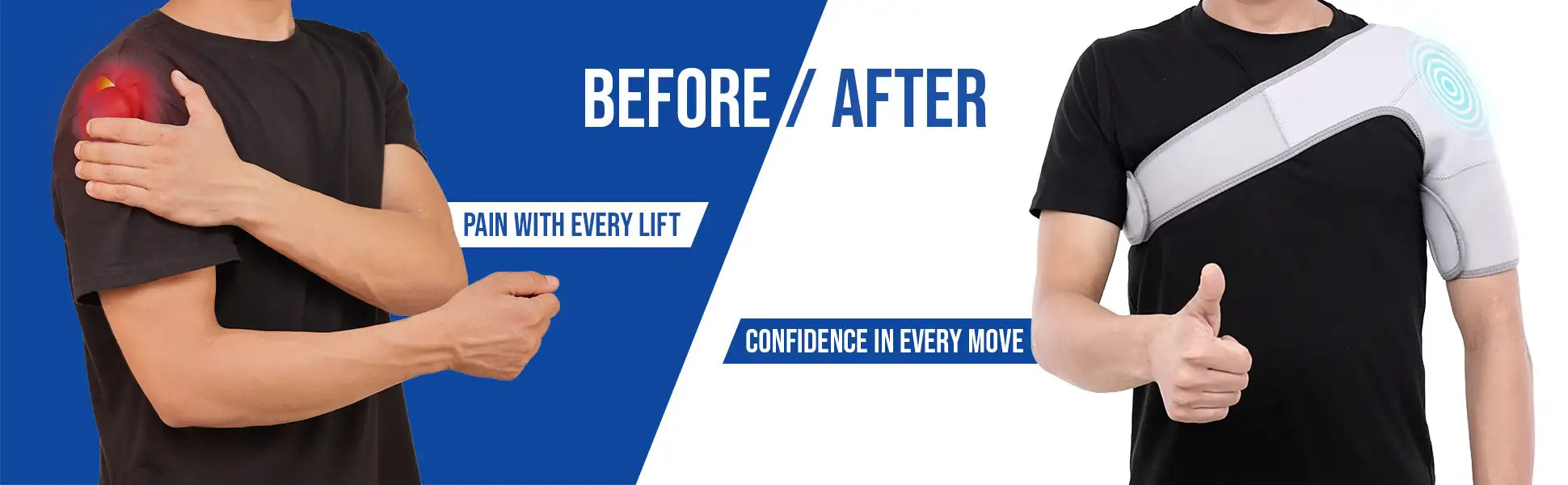 before after shoulder support belt effects