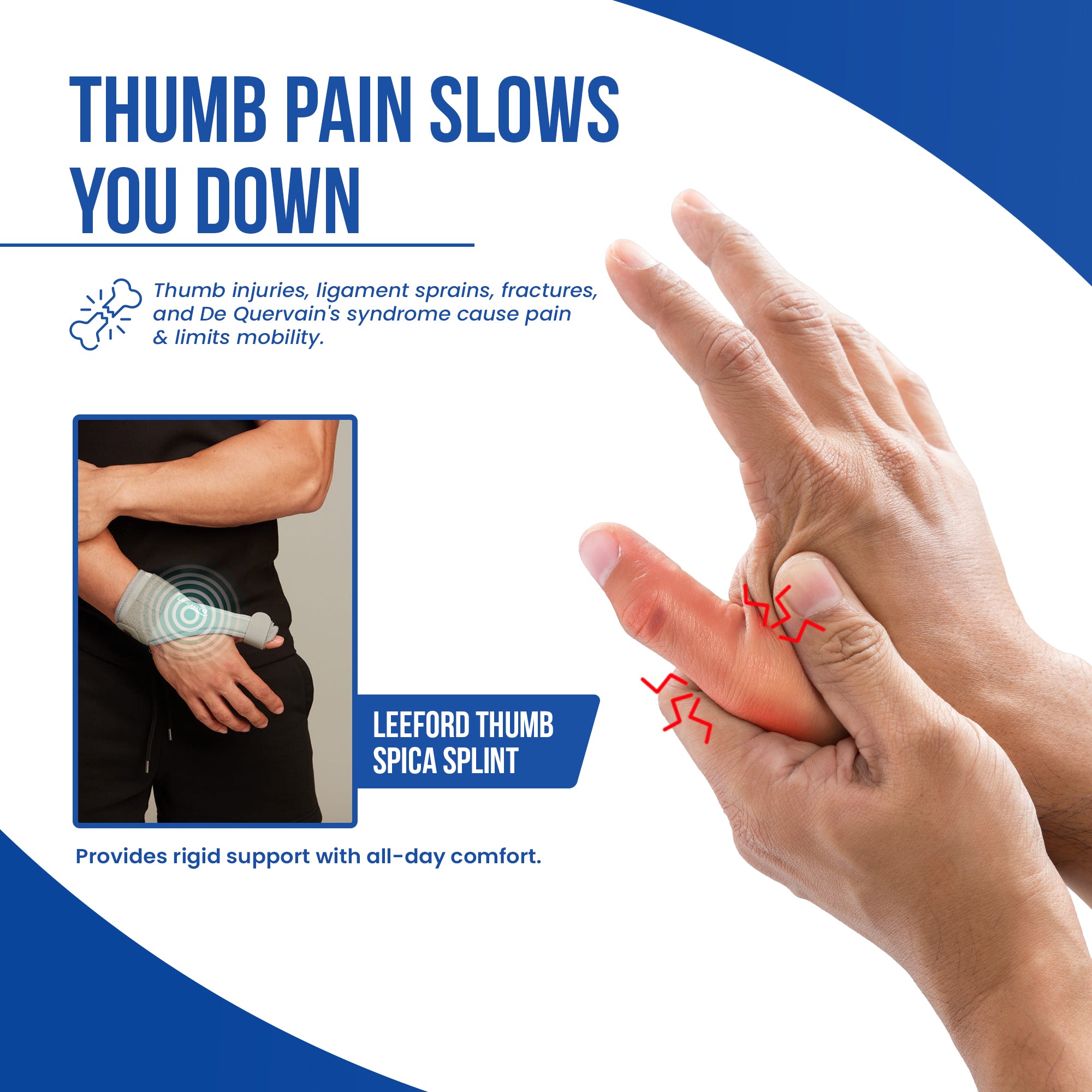 thumb pain healed by thumb spica splint
