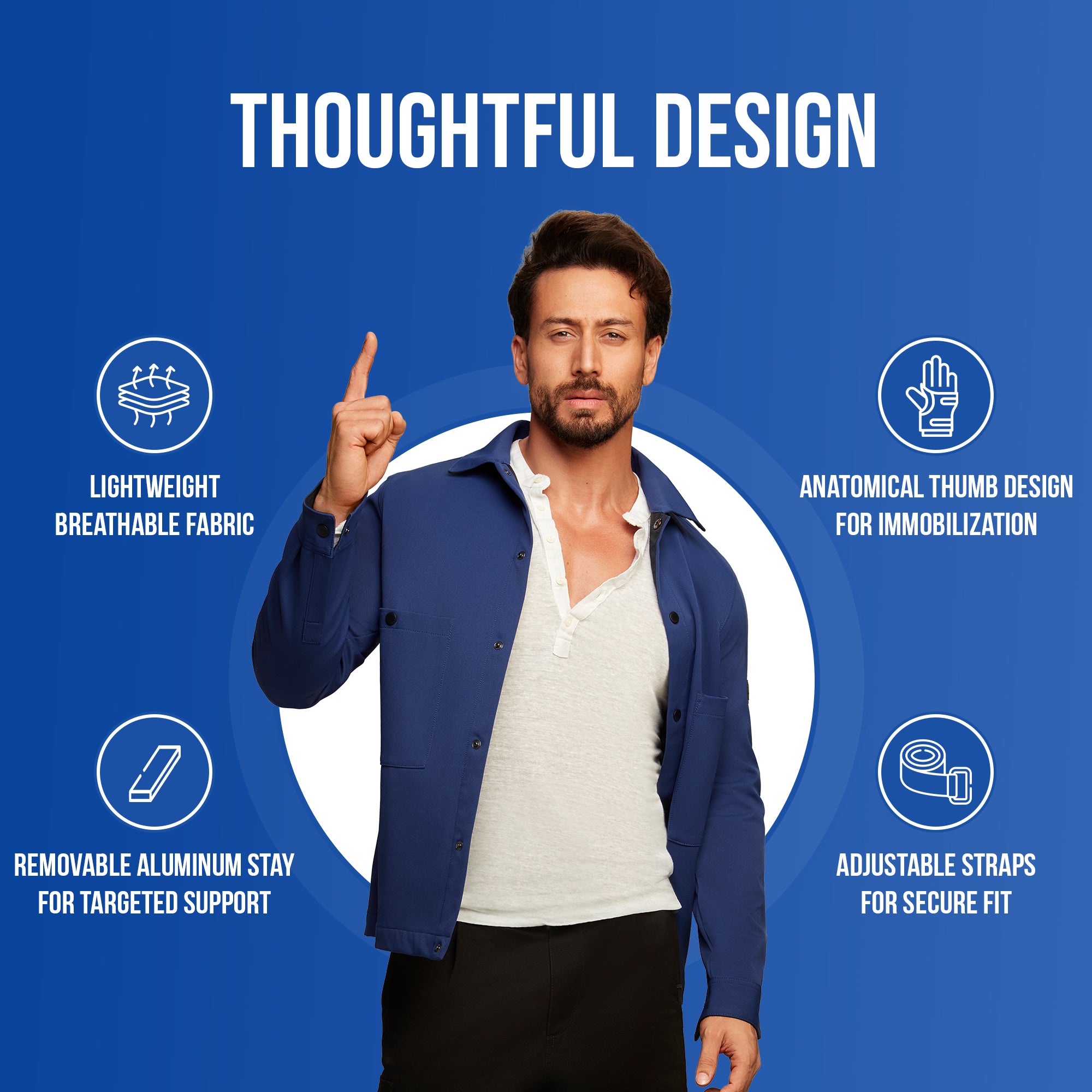 thumb spica splint design features lightweight adjustable straps aluminium stay