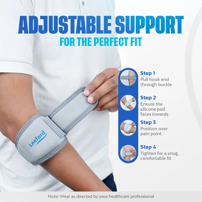 Step-by-step guide for adjustable elbow tennis support fitting
