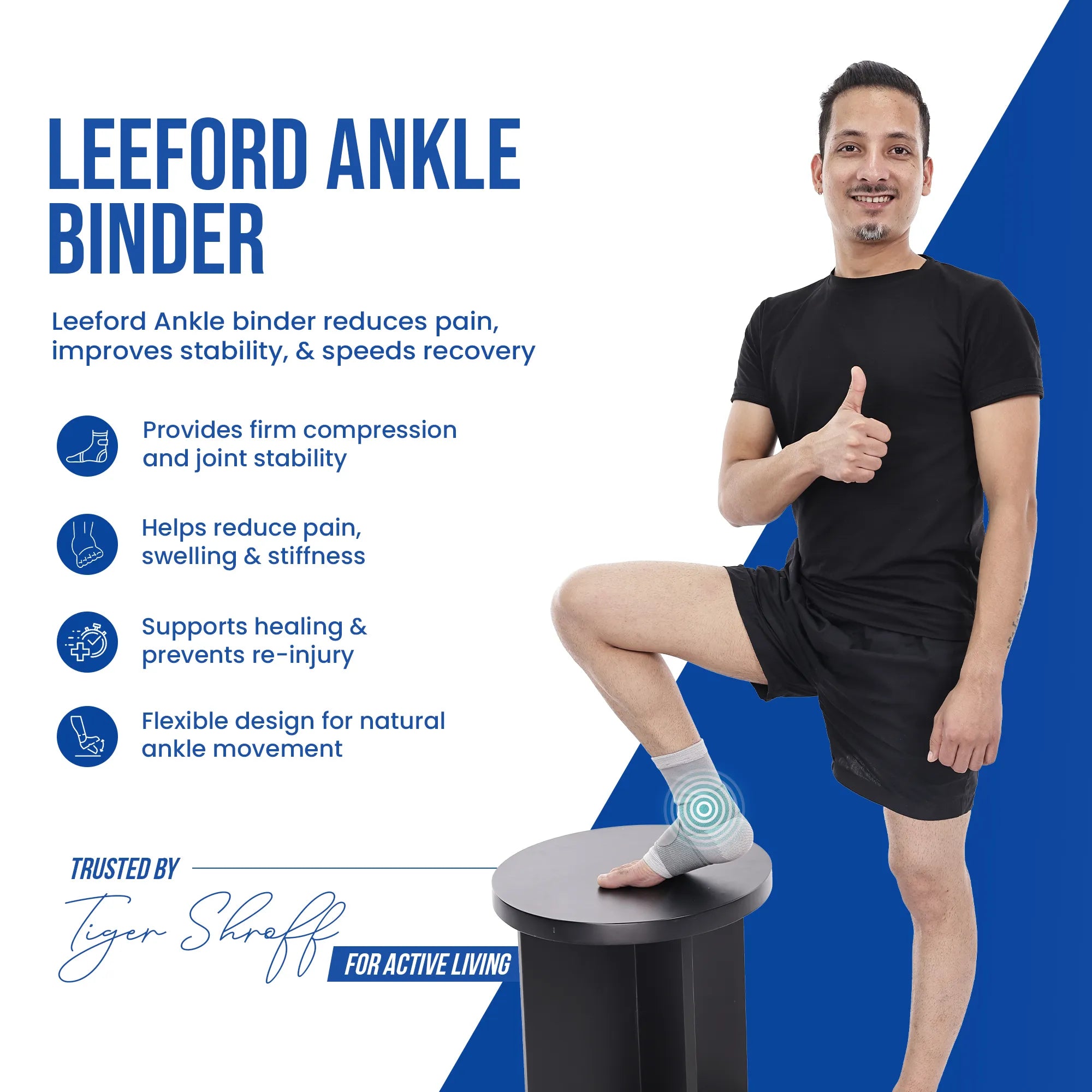 Ankle Binder for Pain Management | Non-Slip, 4-Way Stretch