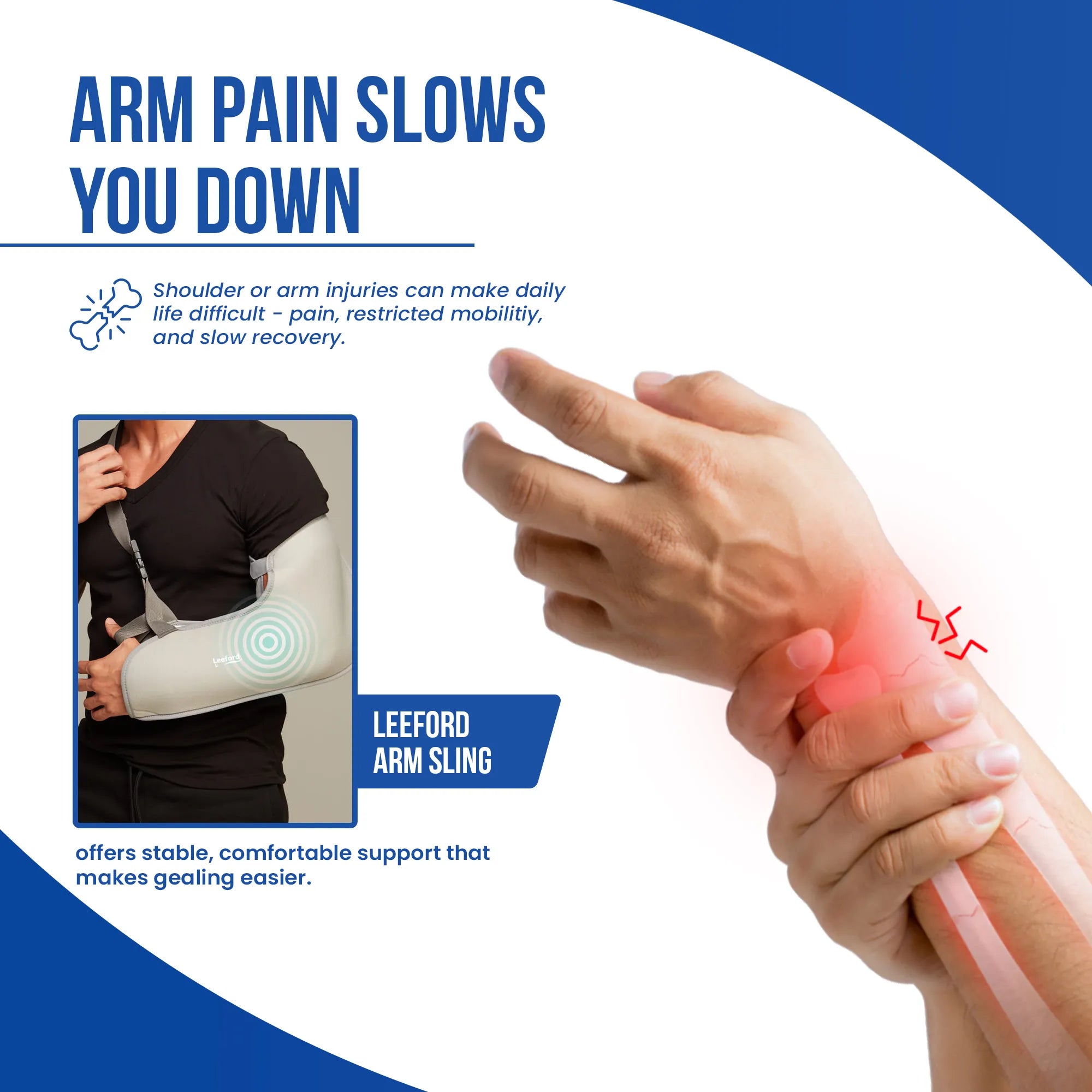 Leeford Arm Sling | Supports Shoulder & Arm for Faster Recovery