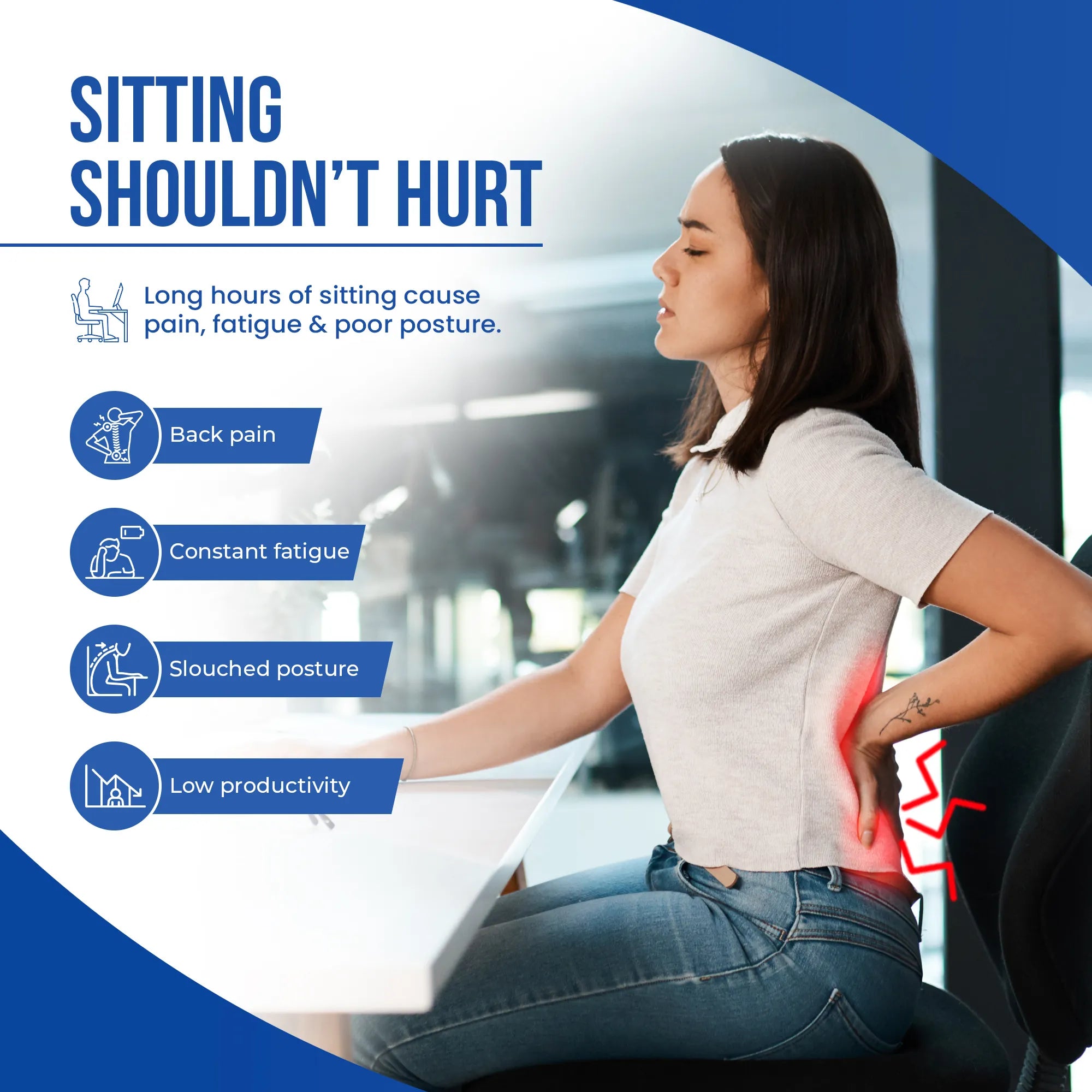 Back Rest for Lower Back Pain | Office, Car, Home Use