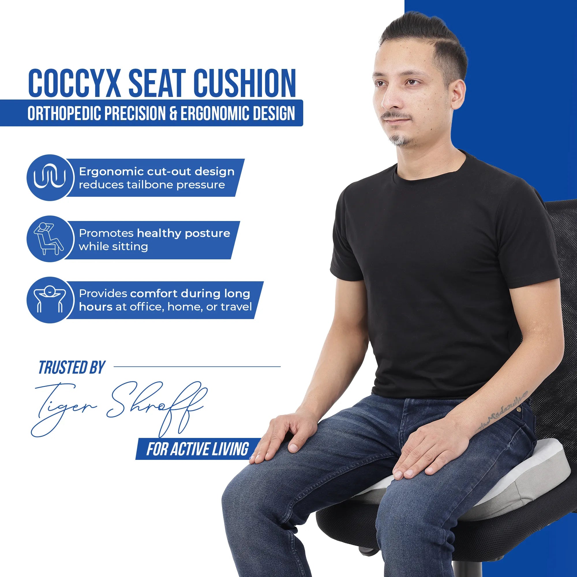 Coccyx Seat for Tailbone, Back and Hip Pain Relief