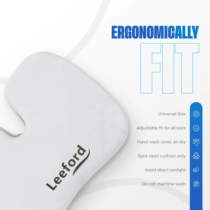 Ergonomically designed coccyx seat with a fit for all sizes; avoid direct sunlight for durability.