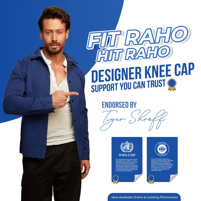Stay fit with designer knee cap blue