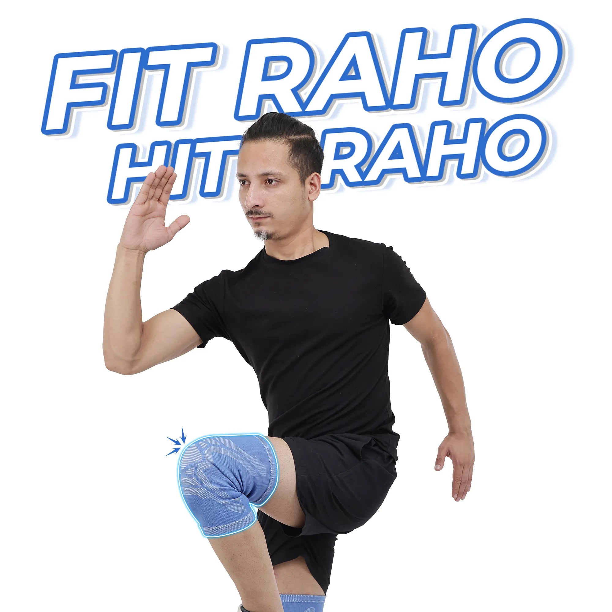 fit with blue designer knee cap