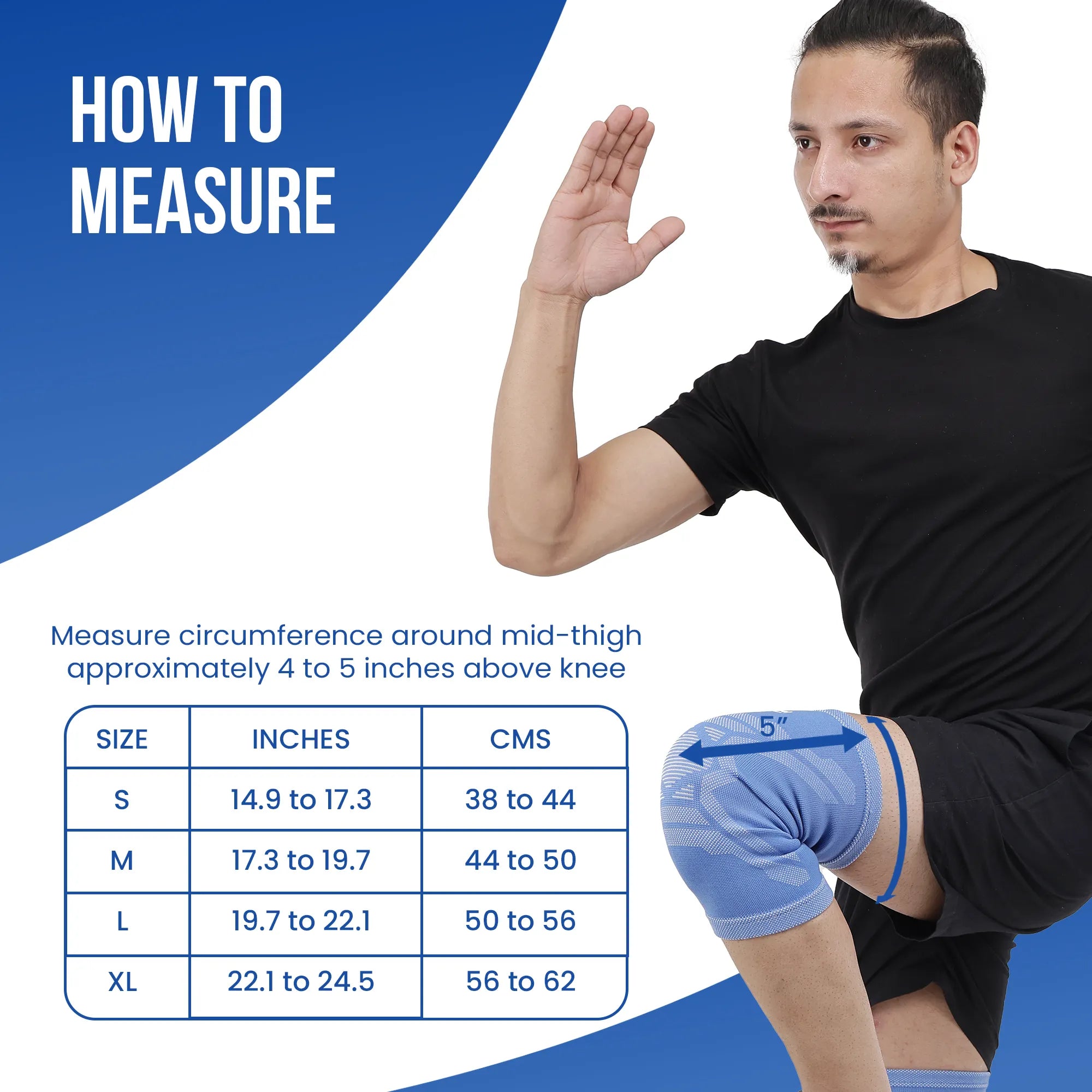 blue knee cap how to measure guide