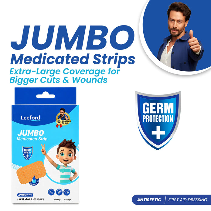 Leeford Jumbo Medicated Adhesive Bandages for Cuts & Scraps