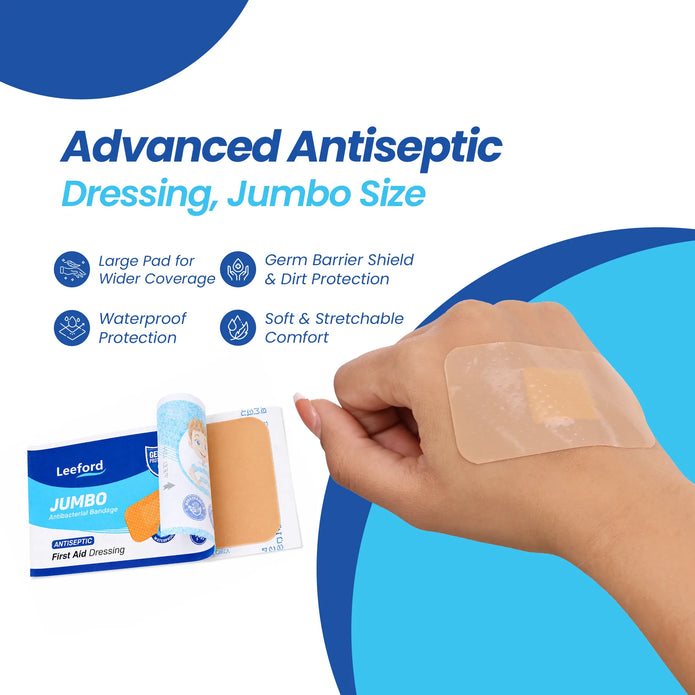 Leeford Jumbo Medicated Adhesive Bandages for Cuts & Scraps