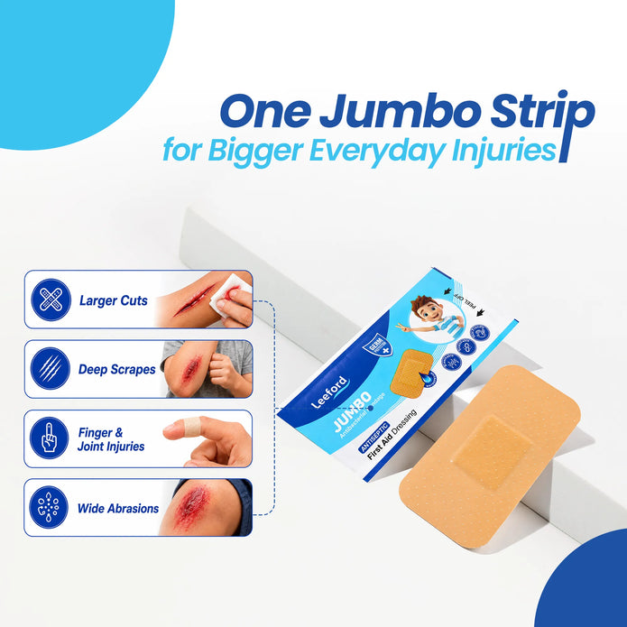 Leeford Jumbo Medicated Adhesive Bandages for Cuts & Scraps