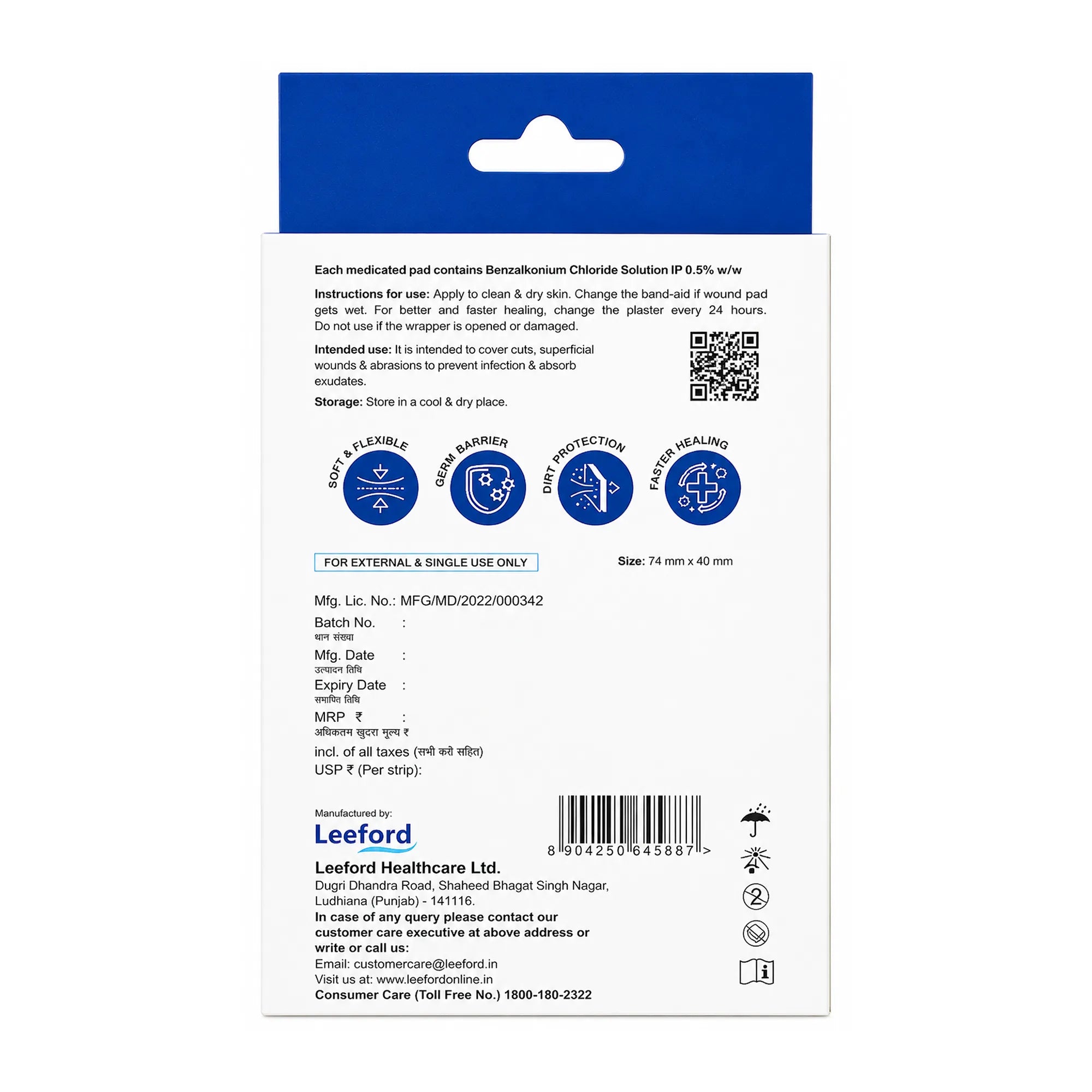 Leeford Jumbo Medicated Adhesive Bandages for Cuts & Scraps