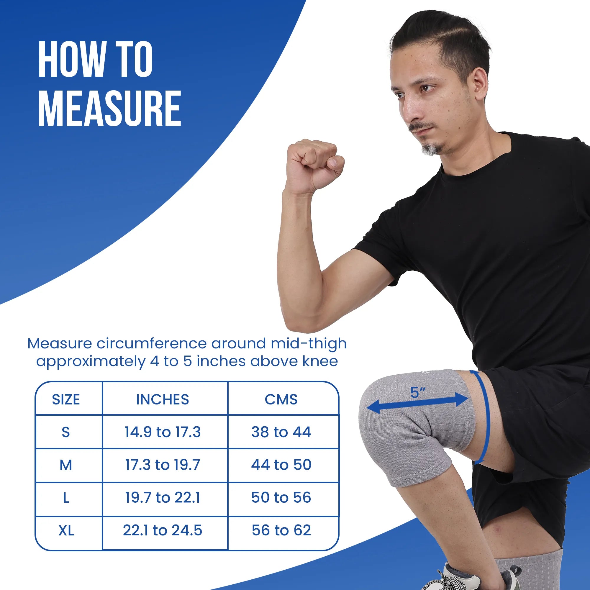 gray knee cap size chart