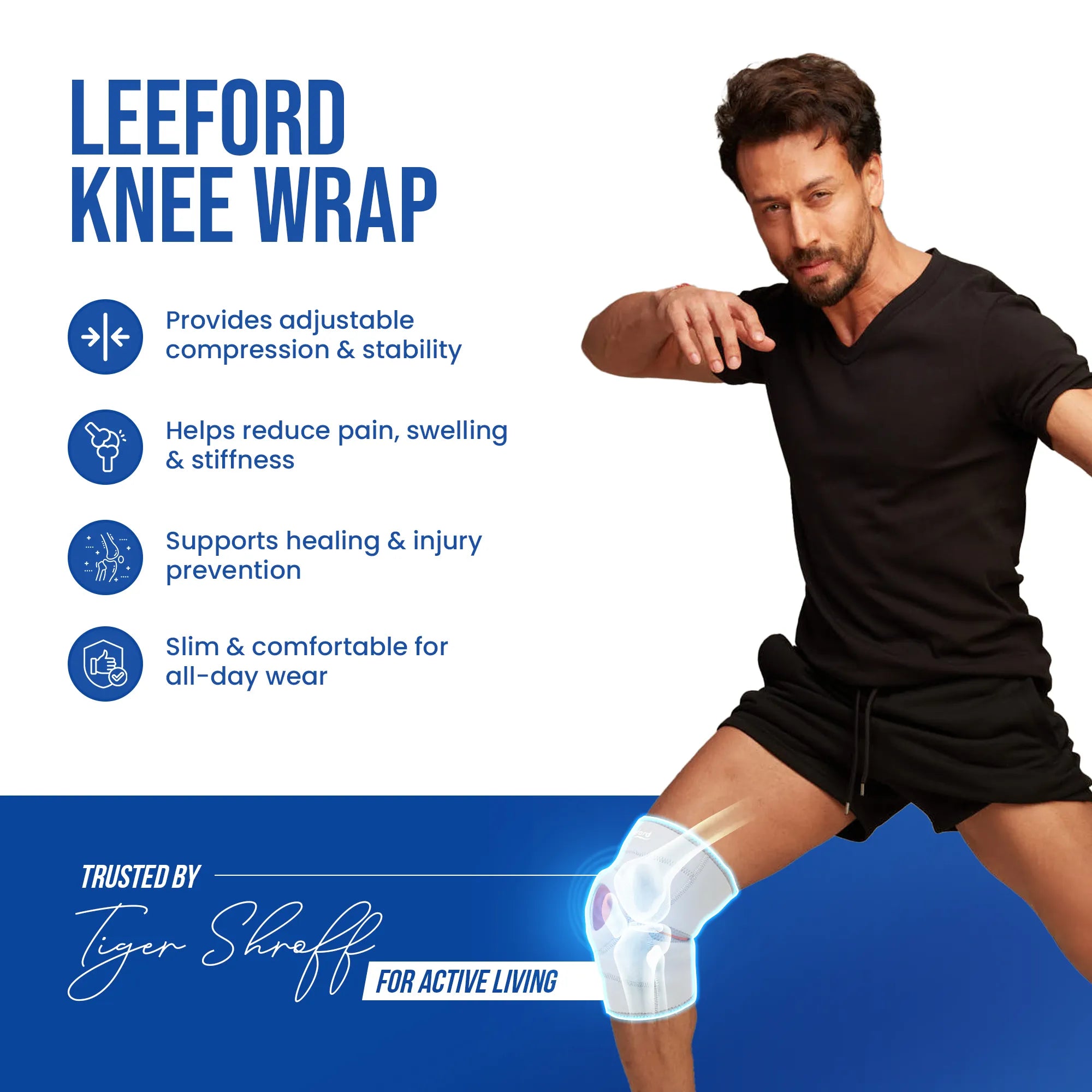 Knee Wrap for Pain Management | Neoprene Material, 4-Way Stretch