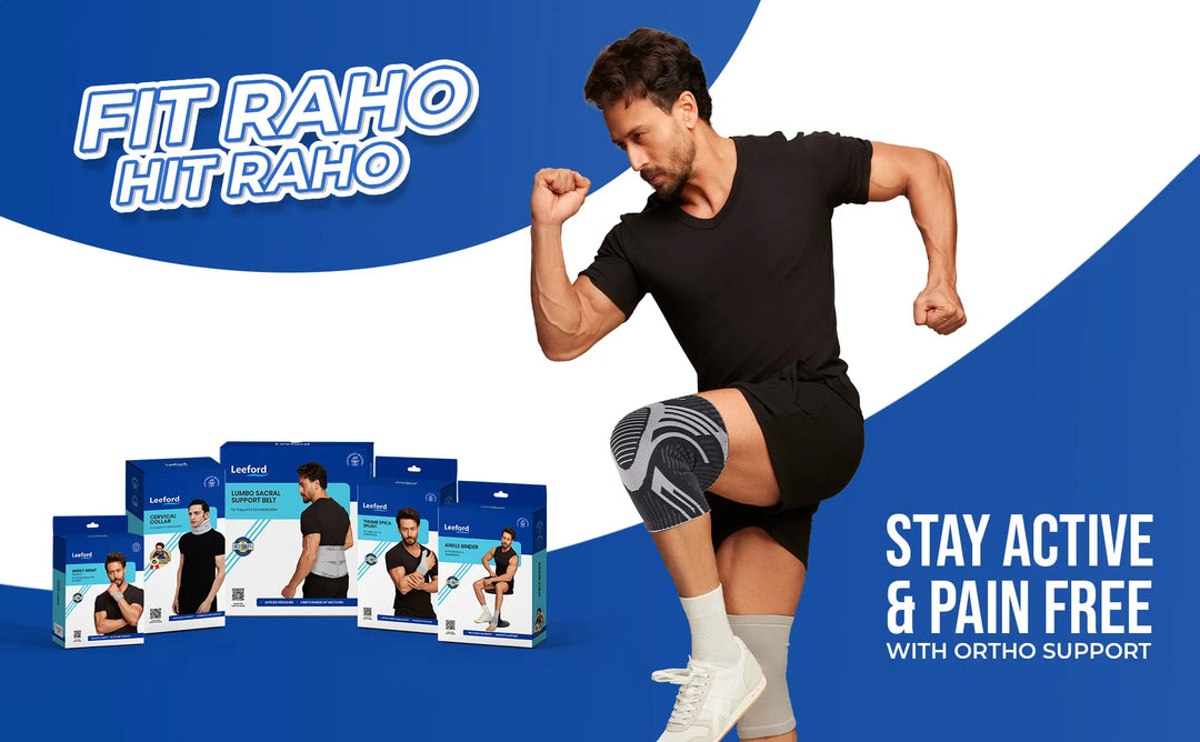 Man exercising with orthopedic support products