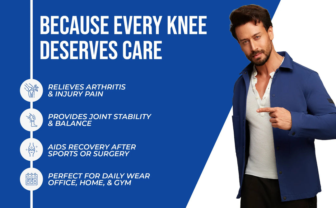 advertisement for knee care products with a man