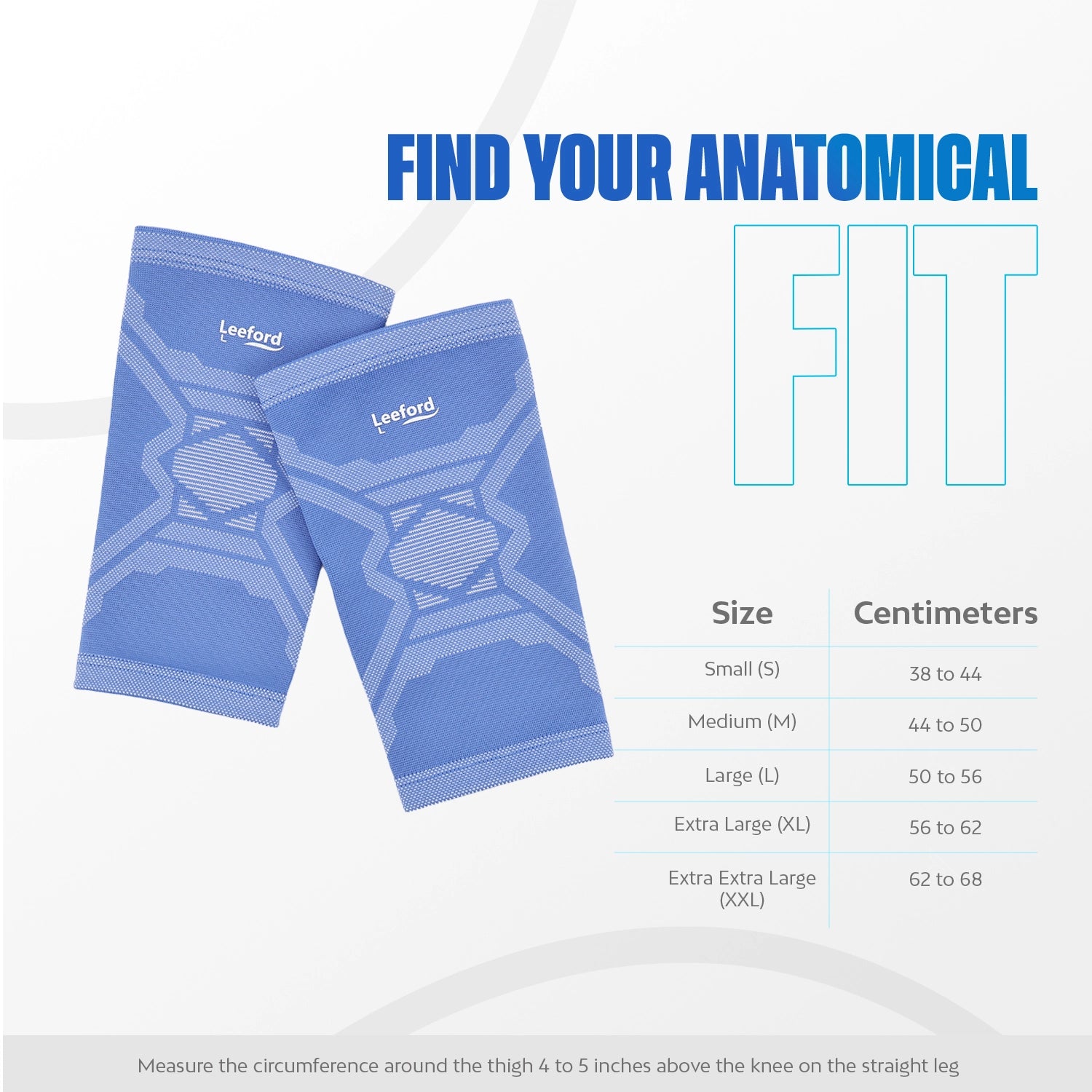 designer knee cap with size guide and common uses