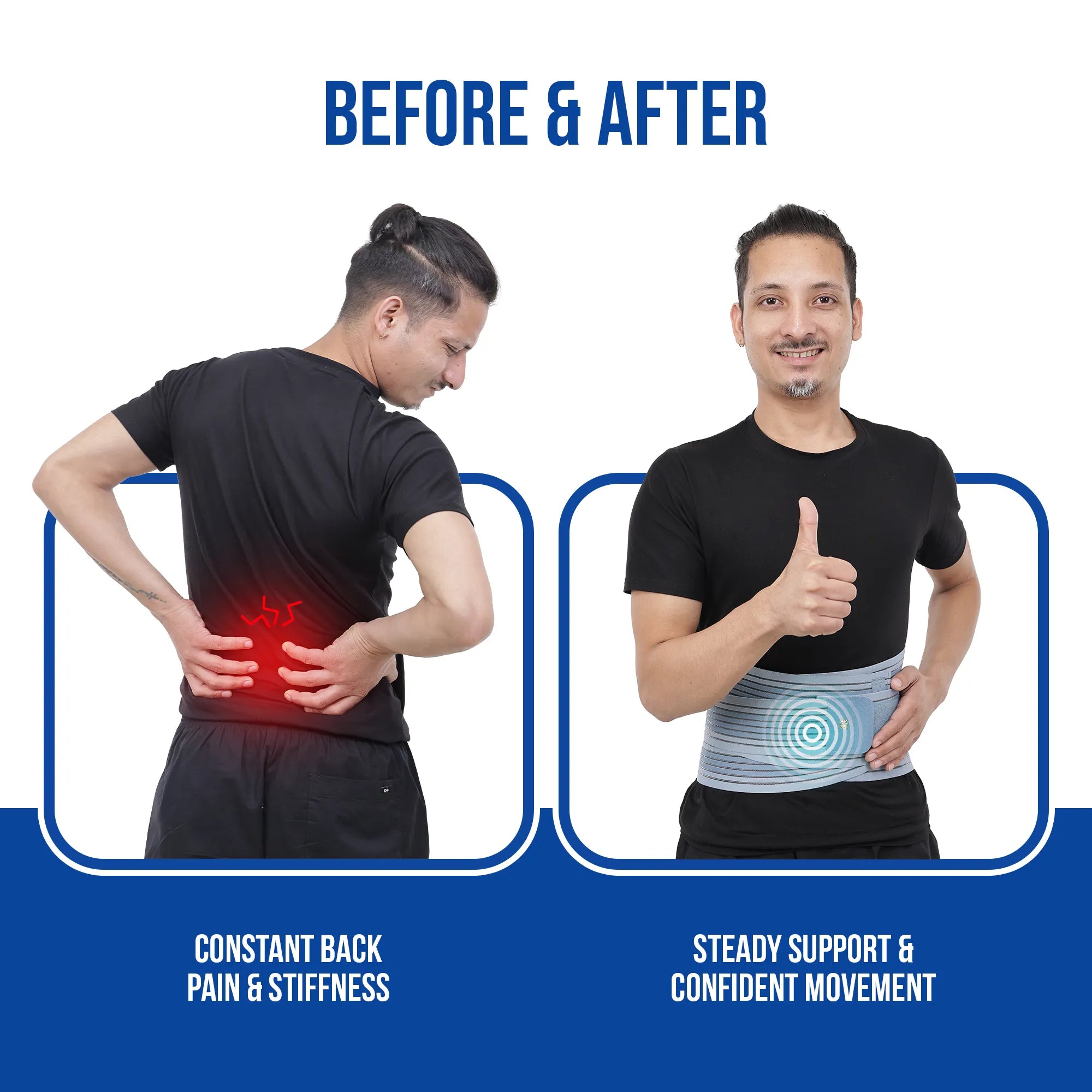 blue lumbo sacral belt before and after use effects