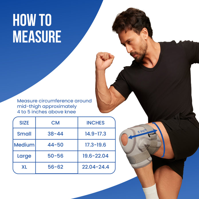 knee support with hinge how to measure size chart