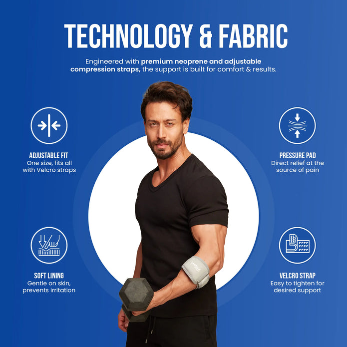 tennis elbow support technology and fabric details explaine