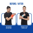 Before and after comparison of a person using a wrist support brace